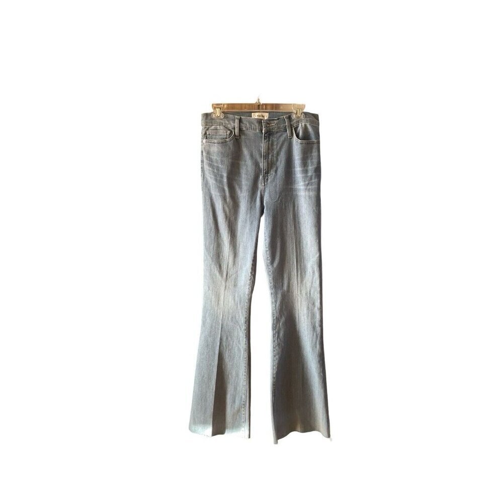 New FRAME Le Easy Flare High Rise Raw Hem Light Blue Jeans Babitz Size 29 - Picture 7 of 15